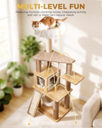 61" Modern Cat Tree Tower for Indoor Cats, Luxury Climbing Tower - Image 5