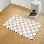 Checkered Dog Food Mat, Absorbent Leak-Proof Pet Feeding Mat, Quick Dry Cat by CooRug