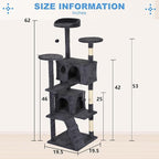 FDW | 62" Cat Tree Tower | Dark Gray | Multi-Level Indoor Activity Center - Image 7