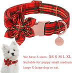 Christmas Dog Collar with Flower, Cotton Christmas Plaid Collar - Image 2