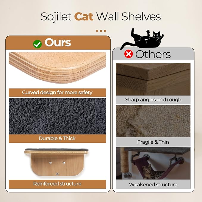 Cat Wall Shelves for Cat Wall Steps, Wooden Floating Modern Mounted Space - Image 6
