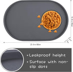 100% Waterproof 0.5" Raised Edge BPA Free Silicone Dog Food Mat, Pet Cat - Image 2