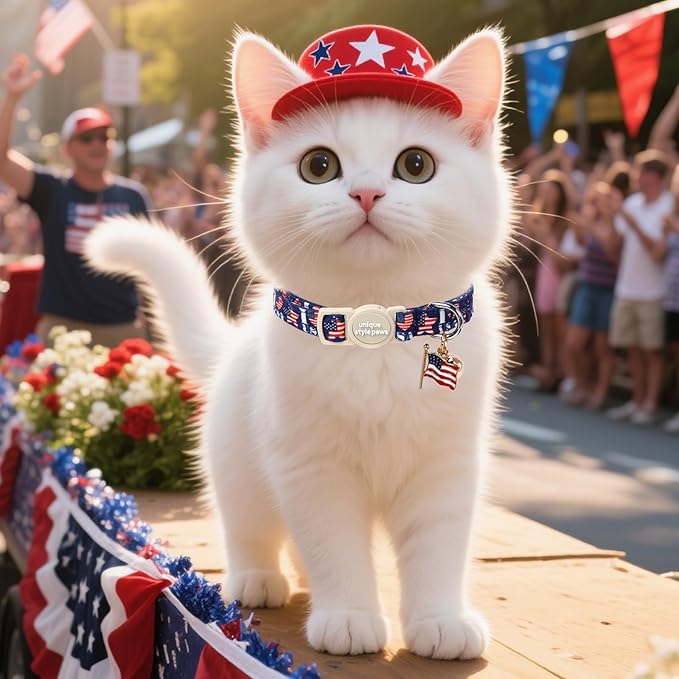 Unique Style Paws 4th of July Cat Collar, Cute Cat Collars - Image 2