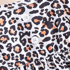 Toddler Baby Girls Summer Clothes Outfits Ruffled Sleeve Dinosaur Shirt Leopard - Image 4