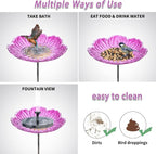 MUMTOP Glass Bird Baths for Outdoors, 12 Inch Bird Bath Bowl - Image 4