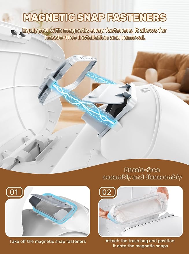 Automatic Litter Box, 65L+9L Extra Large, APP Control, Deodorization, 3 Rolls - Image 5