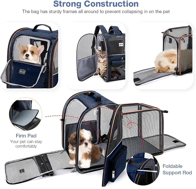 Lekebobor Extra Large Cat Backpack Carrier Expandable Pet Carrier Backpack - Image 3