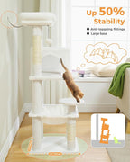 White Cat Tree for Indoor Cats, 45.7" Multi-Level Cat Tower - Image 3
