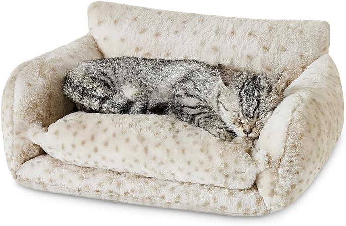Hollypet Cat Bed Fluffy Plush Mutifuctional Double-Layer Soft Pet Couch by Hollypet