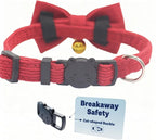 THAIN Cat Collar with Bow Tie and Bell, Breakaway Adjustable Cute Soft Corduroy - Image 3