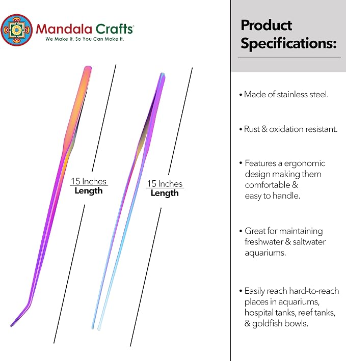 Mandala Crafts 15 Inches Rainbow Stainless Steel Straight and Curved Aquarium - Image 3