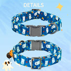 Halloween Dog Collar, Ghost Print Adjustable Pet Collar Blue Cute Cotton Soft - Image 4