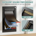 Dog Door For Door All Aluminum 3 Flaps, Medium Doggy Doggie Door, Cat Door Black - Image 2