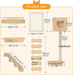 HOOBRO Wood Cat Wall Shelves, Plush Hammock, Scratcher and Climbing Shelves - Image 3