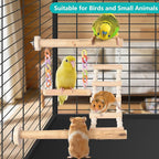 Bird Perches Ladder with Swing, Natural Wood Parrot Climbing Bridge Perch Toys - Image 7