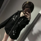 Womens Y2K Zip Up Cute Graphic Hoodies Cat Ears Casual Cartoon Harajuku Kawaii - Image 4