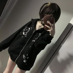 Womens Y2K Zip Up Cute Graphic Hoodies Cat Ears Casual Cartoon Harajuku Kawaii - Image 4