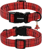 DOGWONG Christmas Plaid Dog Collar, Cute Adjustable Red Tartan Collar - Image 2