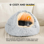 CATISM Cozy Plush Hooded Cat Bed, Indoor/Outdoor, Self-Warming Cave, Removable - Image 4