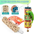 2Pcs Bird Chew Toys for Beak Grinding, Hanging Rotating Wood Block - Image 3