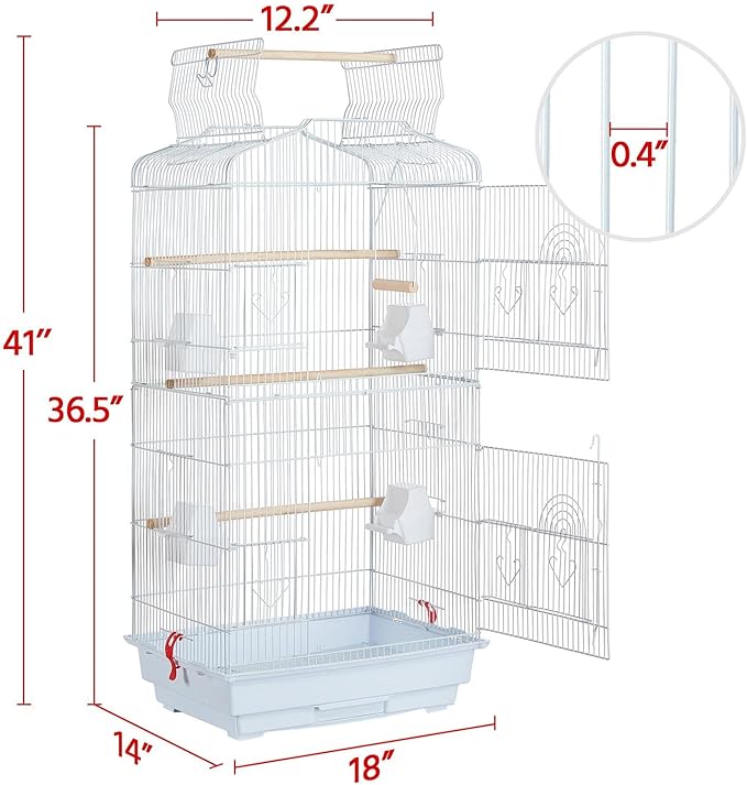 Yaheetech 41'' Open Top Medium Size Quaker Parrot Bird Cage Cockatiel Indian - Image 3