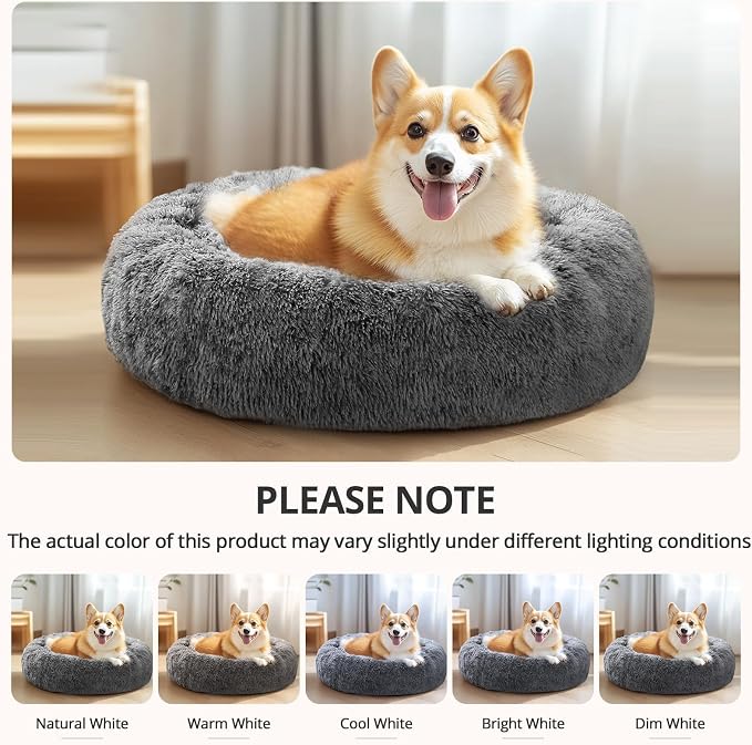 JOLLYVOGUE Calming Dog Bed Medium Size Dog, Anti-Anxiety Donut Medium Pet Bed - Image 6