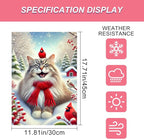 Christmas Garden Flag Cute Cat Red Cardinal Winter Snow Scene Outdoor Yard Flag - Image 3