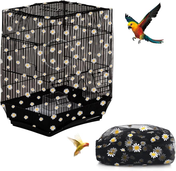 Bird Cage Seed Catcher, Seed Catcher Guard Net Cover, Parrot Nylon Mesh Net by DECKALY