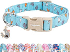 Faygarsle Funny Chicken Pattern Dog Collar, Cotton Fabric, Light Blue by Faygarsle