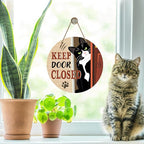 Keep Door Closed Tuxedo Cat Front Door Sign, Funny Wood Hanger Bedroom Porch - Image 5
