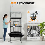 VINGLI 83 Inch Bird Cage with Play Top, Large Wrought Iron Bird Cage with Wheels - Image 6