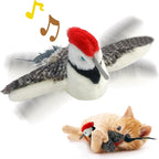 Cat Toys, Flapping Wings Woodpecker, No Flying, Chirping Bird Interactive by KreizyGo