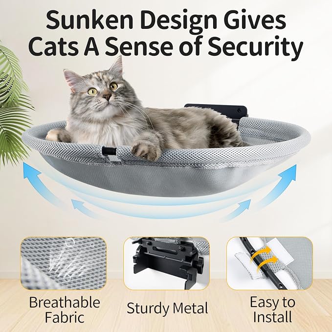 Wall Mounted Cat Hammock, Foldable Cat Bed - Image 5