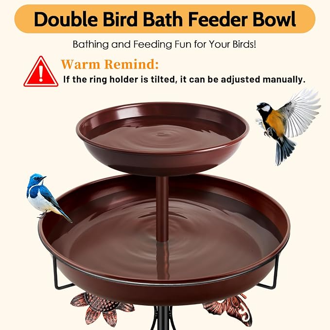 Daoeny Bird Bath for Outside, 42In Vintage Freestanding Birdbaths for Outdoors - Image 2
