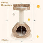 PETSITE 28-inch Modern Cat Tree, Small Cute Cat Tower Sisal Scratching Post - Image 4
