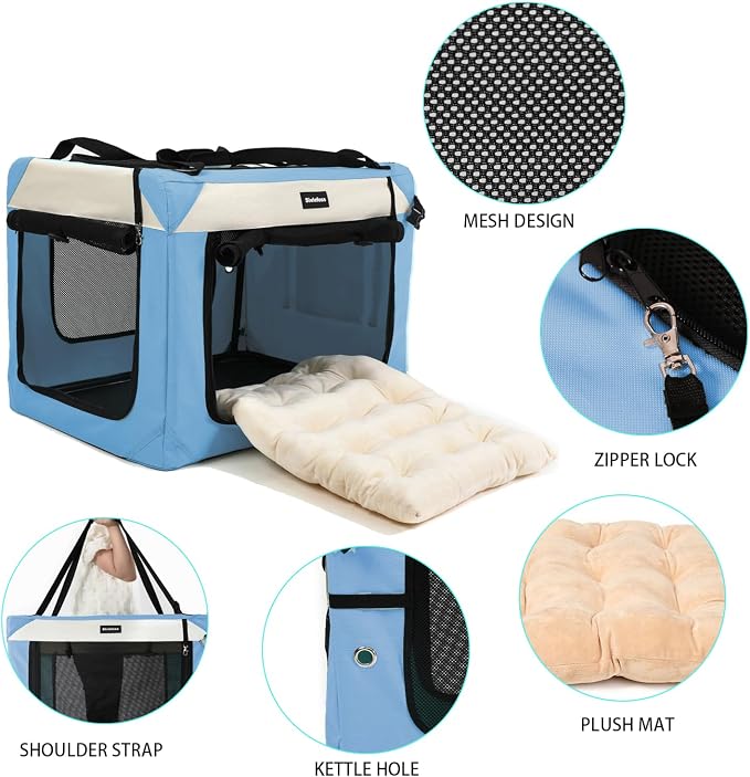 Large Cat Carrier Collapsible Travel Dog Crate Portable Soft-Sided Pet Kennel - Image 4