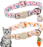 2 Pack Easter Cat Collars, DOGWONG Cute Breakaway Kitty Collars, Easter Kitten by DOGWONG
