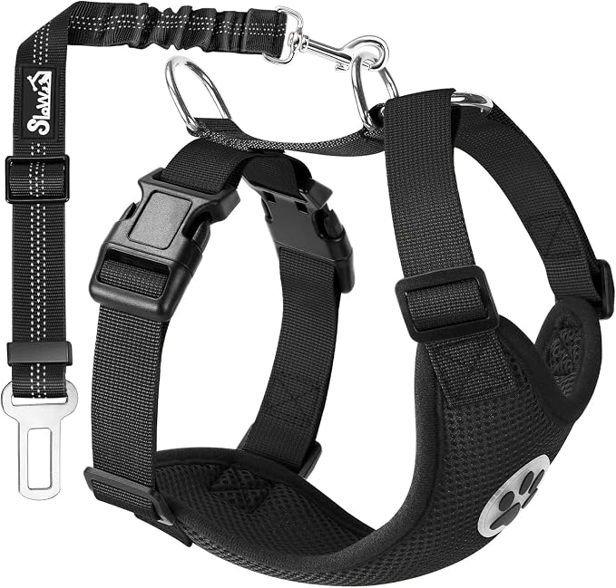 SlowTon Dog Seat Belt Harness for Car, Dog Car Harness Adjustable Mesh by SlowTon