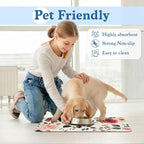Pink Flower Leaf Pet Feeding Mat–Christmas Stocking Quick Dry Absorbent Dog Cat - Image 6