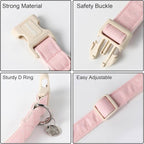DOGWONG Cotton Pink Dog Collar Adjustable Soft Natural Fabric Pet Cute Wedding - Image 3