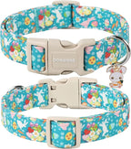 DOGWONG Easter Dog Collar, Cute Flower Bunny Eggs Dog Collar Pink Pet Collar - Image 2