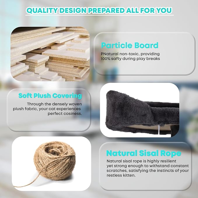 FDW | 70" Cat Tree Tower | Dark Gray | Multi-Level Indoor Activity Center - Image 4
