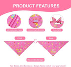 Dog Birthday Bandana Girl for Large X-Large Dogs, Reversible 2 Patterns in 1 - Image 3