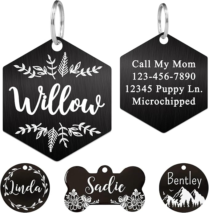 Ultra Joys Stainless Steel Pet ID Tag Dog Name Tags Personalized Front and Back by UltraJoys