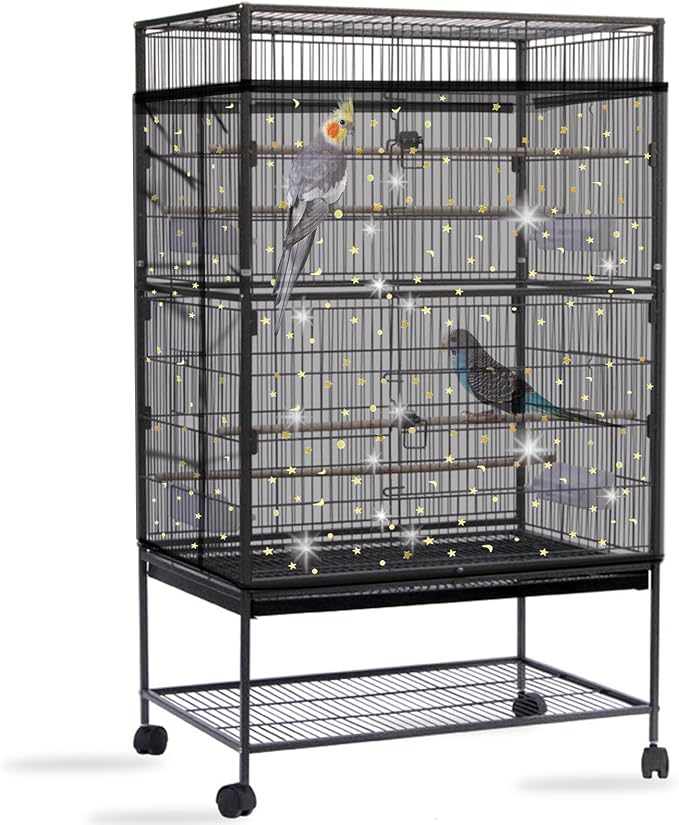 Daoeny Bird Cage Seed Catcher, Large Bird Cage Cover, Adjustable Soft Airy by Daoeny