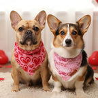 ADOGGYGO Valentine Dog Bandanas 2 Pack, Reversible Heart Love Print Pet Scarf - Image 3