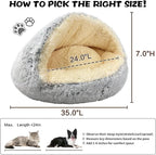 ShinHye Round Plush Fluffy Hooded Cat Bed Cave, Cozy - Image 2