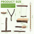 8PCS Natural Wood Bird Perches, Parrot Perch Stand & Chewing Toy - Image 2