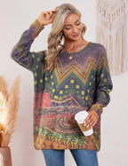 YESNO Women Christmas Sweater Graphic Printed Oversized Pullover Sweaters - Image 6