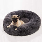 BODISEINT Faux Fur Dog Bed Cat Bed, Shag Round Anti-Anxiety Pet Calming Bed by BODISEINT